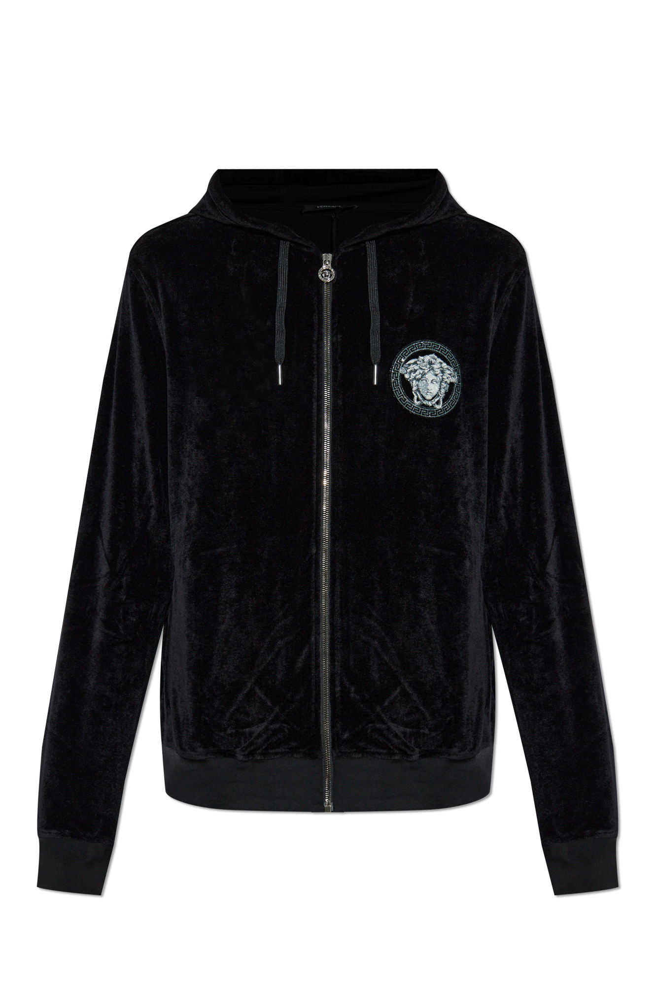 Black Velvet sweatshirt with a shimmering appliqué Versace